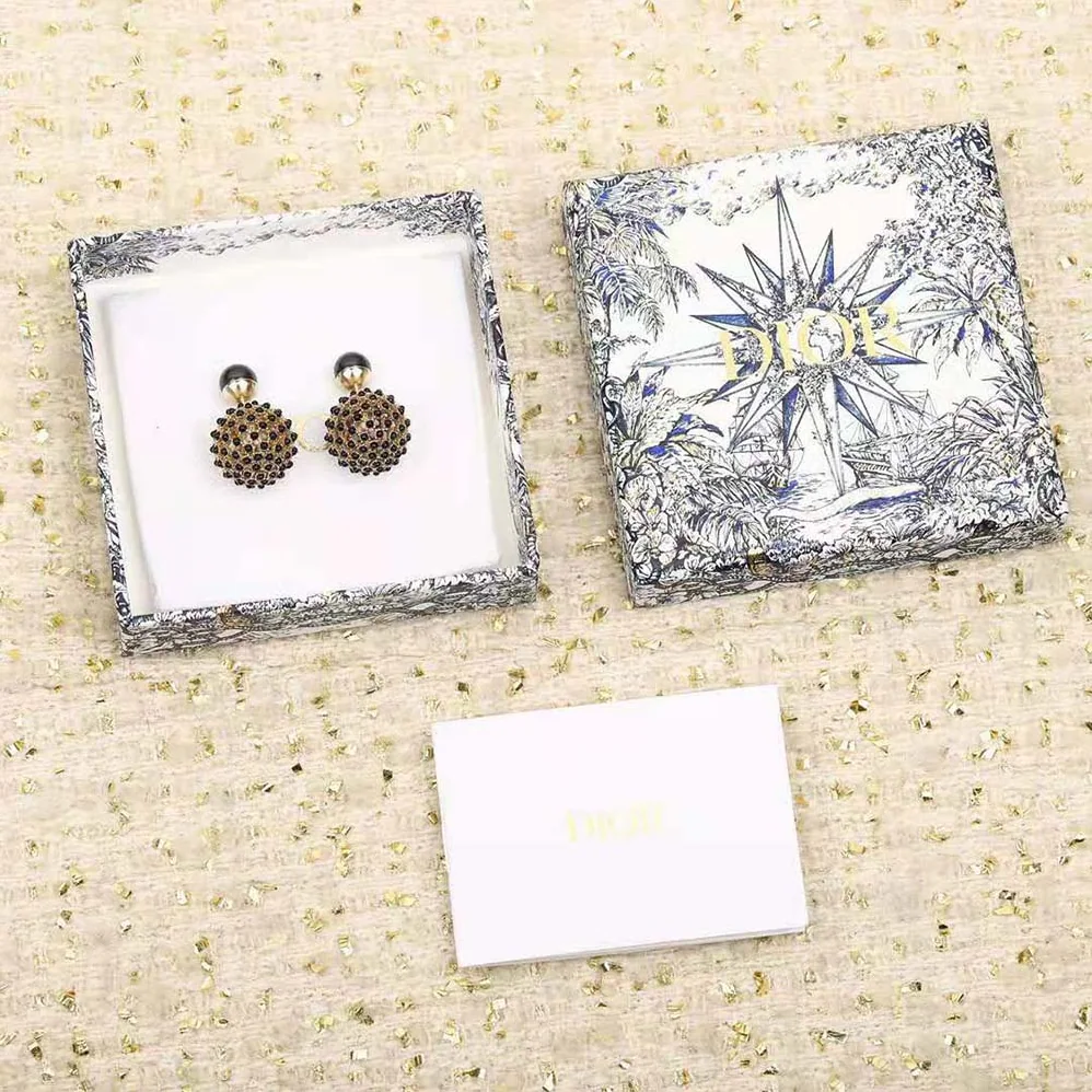 Dior Tribales Earrings Gold-Finish Metal and Black Stone for Women in Effect Resin Pearls