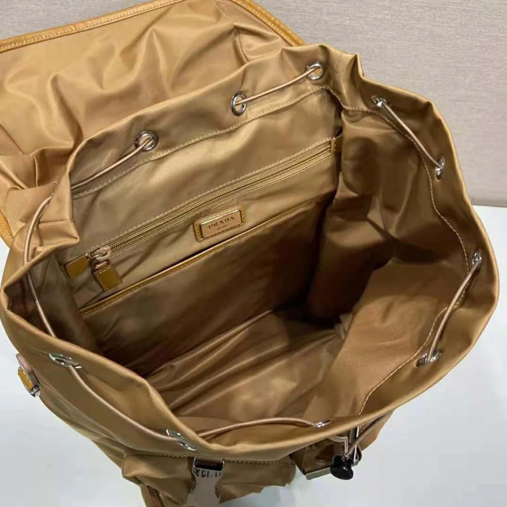 Prada Re-Nylon and Saffiano Leather Backpack for Women in Brown
