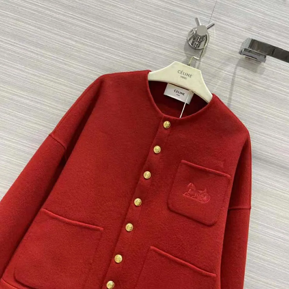 Celine Reversible Snap Cardigan in Cashmere for Women in Maroon