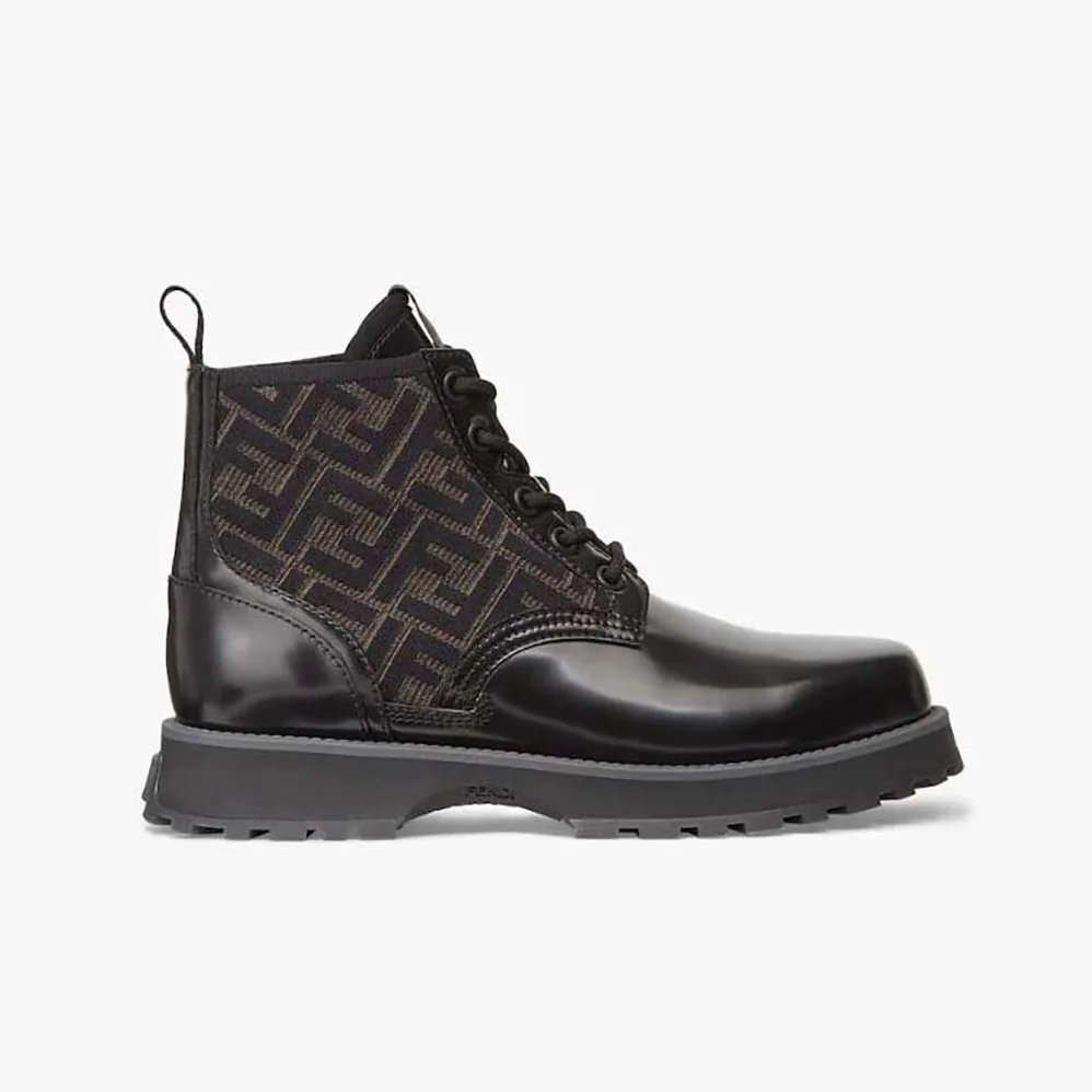 Fendi Biker Boots Black Leather Biker for Men