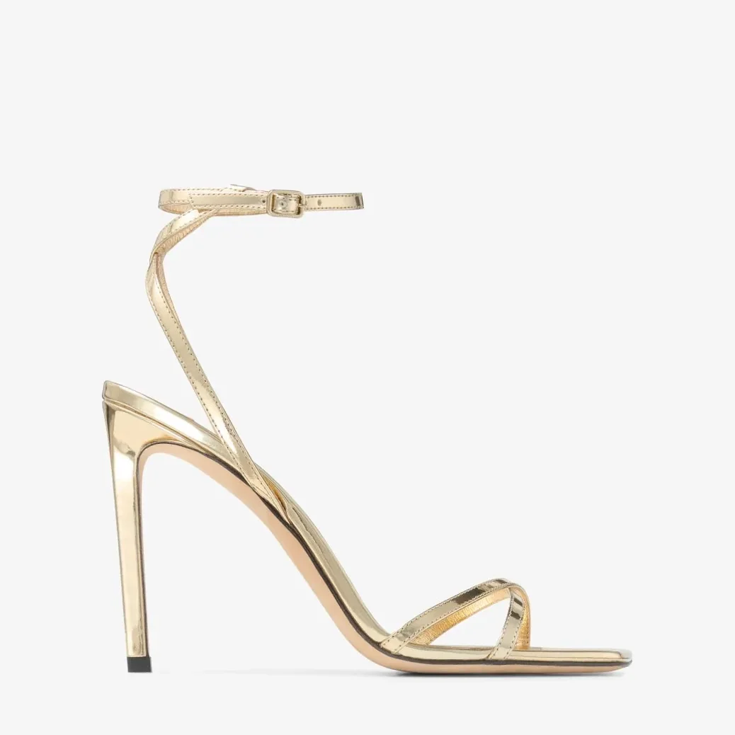 Jimmy Choo Metz 100 Metal Leather Sandal Gold METZ100QUI Jimmy Choo Metz 100 Metal Leather Sandal Gold METZ100QUI