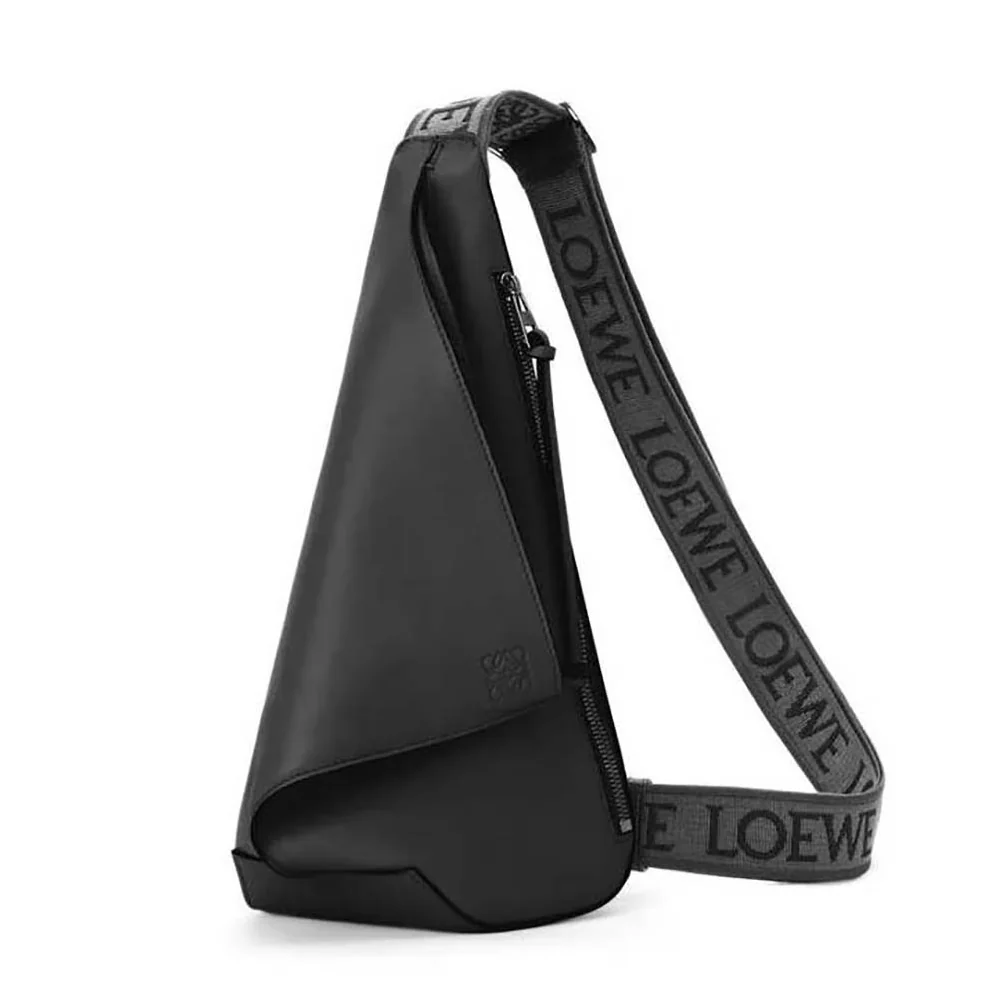 Loewe Anton Sling in Supple Smooth Calf and Jacquard for Men in Black