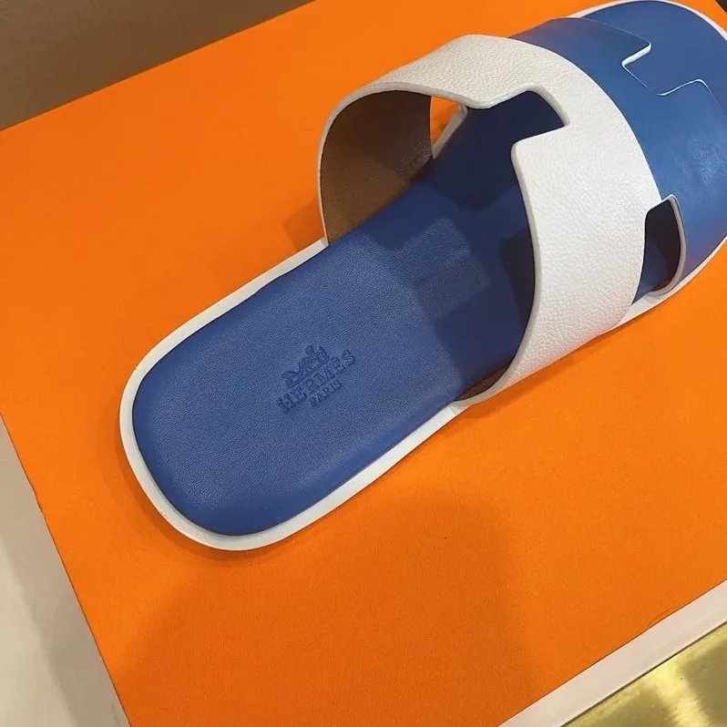 Hermes Izmir Sandal White in Blue Hermes Izmir Sandal White in Blue