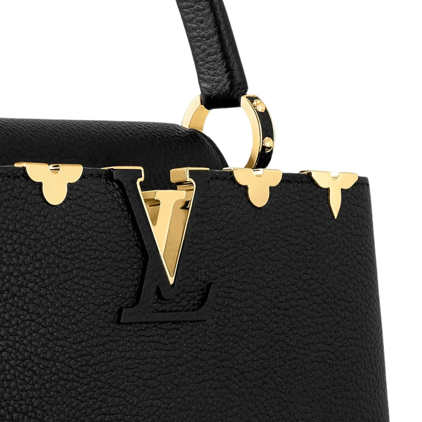 Louis Vuitton Capucines MM Top Handle Bag in Black Gold Hardware