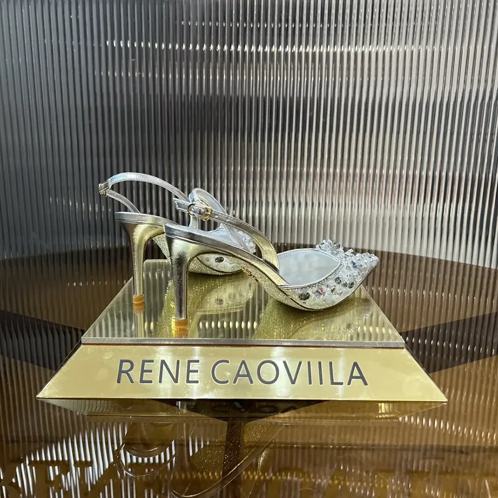 Rene Caovilla Silver Slingbacks Cinderella 75 for Women Rene Caovilla Silver Slingbacks Cinderella 75 for Women