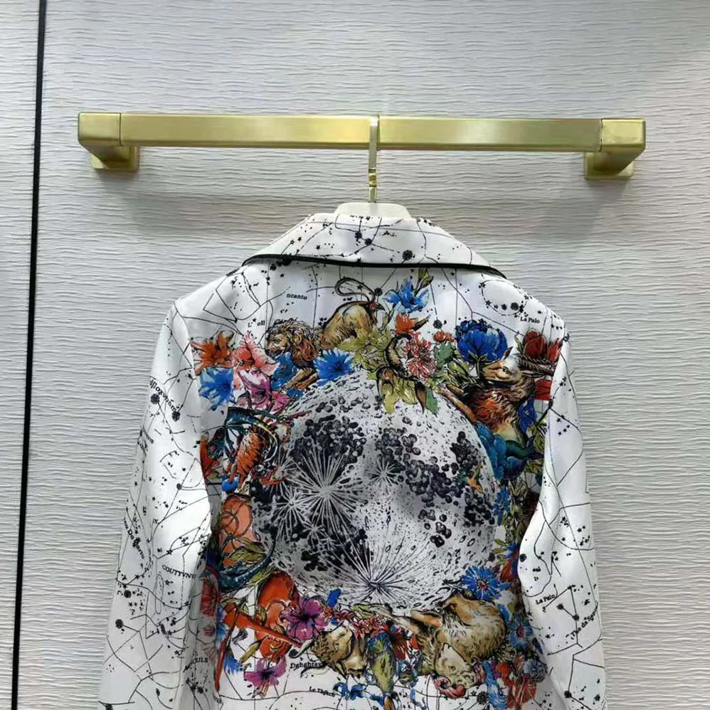 Dior Chez Moi Jacket White Dior Zodiac Silk Twill for Women Dior Chez Moi Jacket White Dior Zodiac Silk Twill for Women