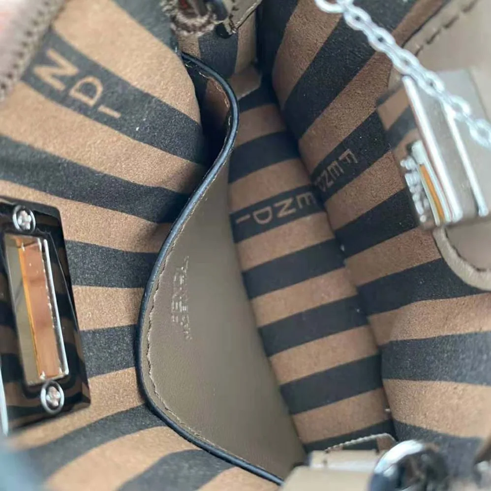 Fendi Nano Peekaboo Charm Gray FF Canvas Charm for Women in Brown Fendi Nano Peekaboo Charm Gray FF Canvas Charm for Women in Brown