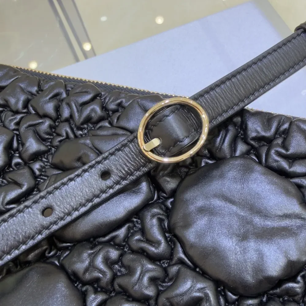 Dior Small Dior Crunchy Bag Black Puffy Macrocannage Calfskin for Women