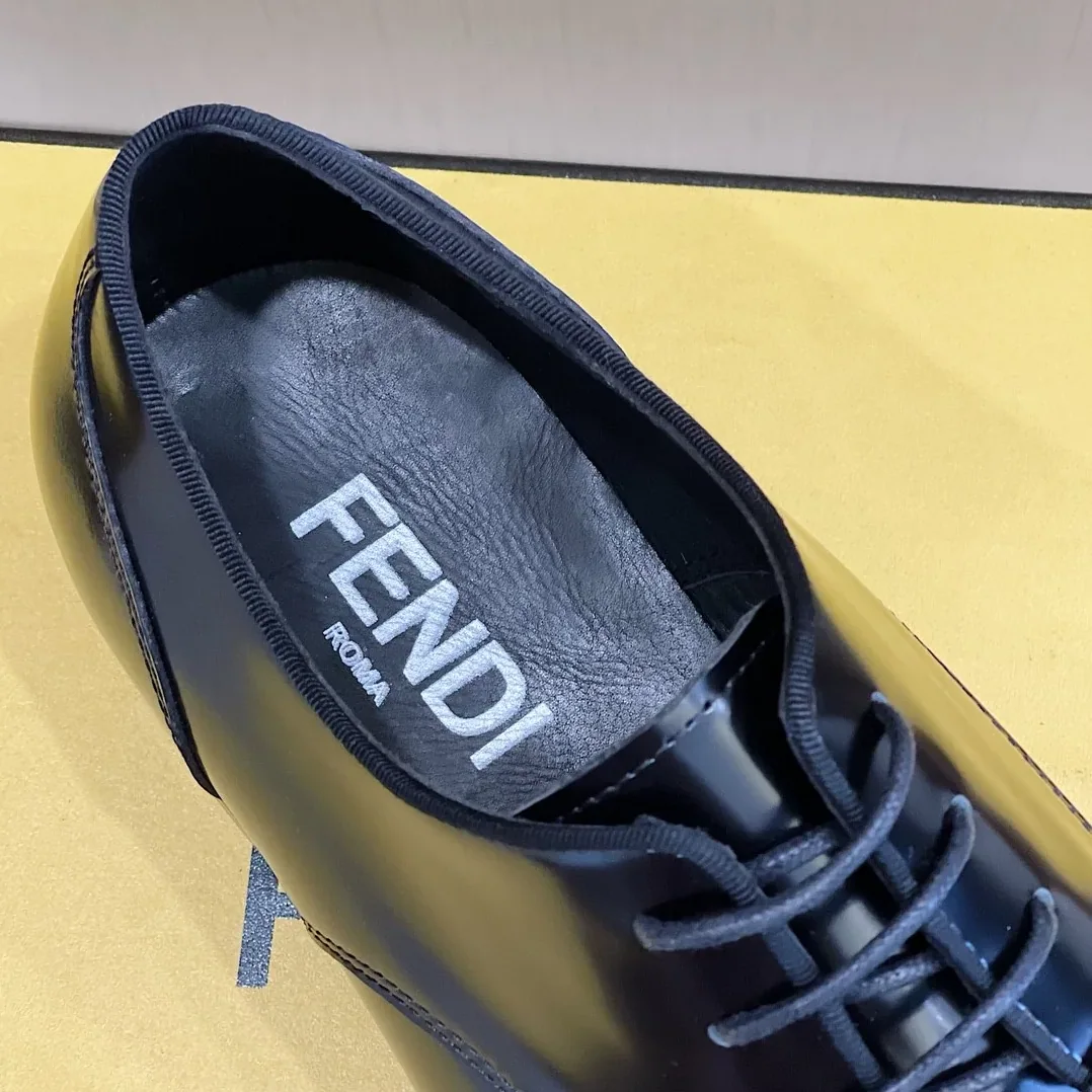 Fendi FF Cap Toe Lace Ups Black Fendi FF Cap Toe Lace Ups Black