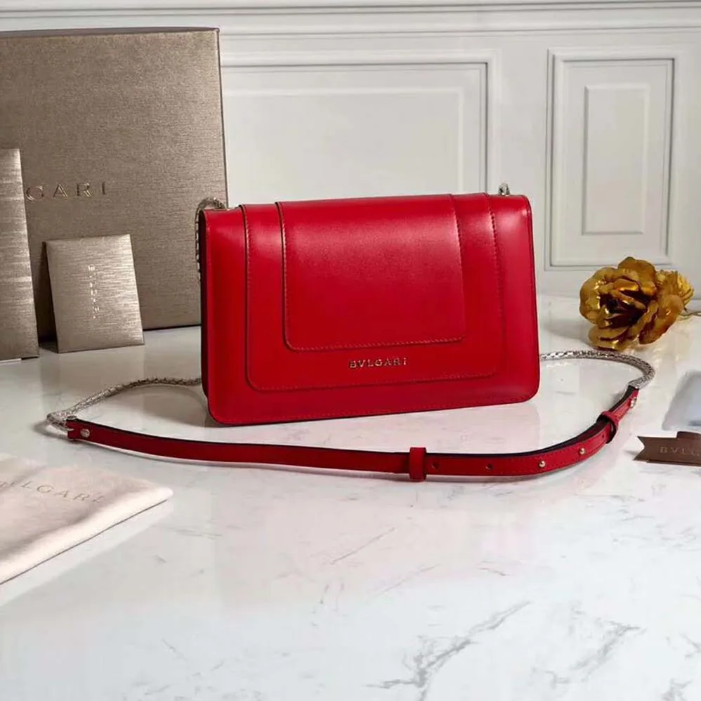 Bvlgari Flap Cover Bag Serpenti Forever in Red Calf for Women