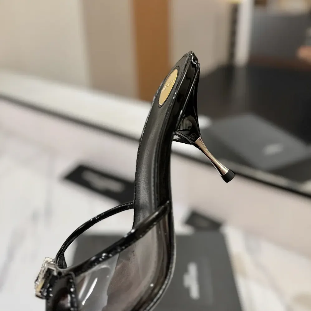 Saint Laurent YSL Jerry Mules in Tpu and Rhinestones for Women in Black Saint Laurent YSL Jerry Mules in Tpu and Rhinestones for Women in Black