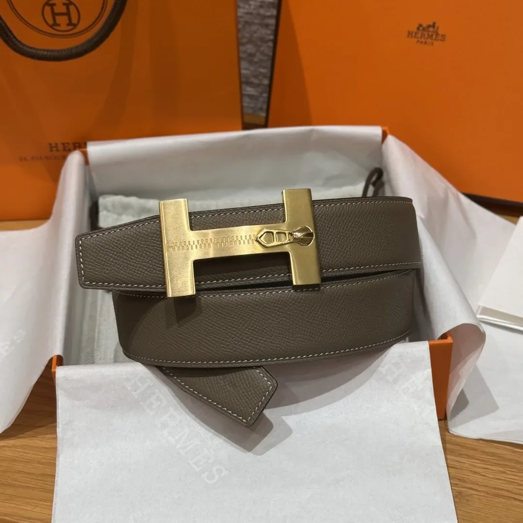 Hermès H-Zip Reversible Belt Taupe & Black