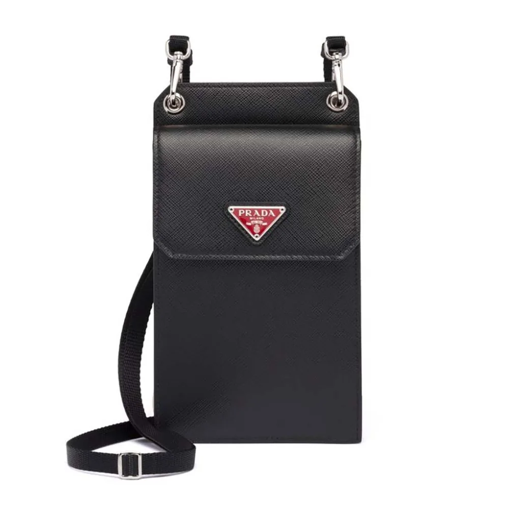 Prada Saffiano Leather Smartphone Case for Men in Red Prada Saffiano Leather Smartphone Case for Men in Red
