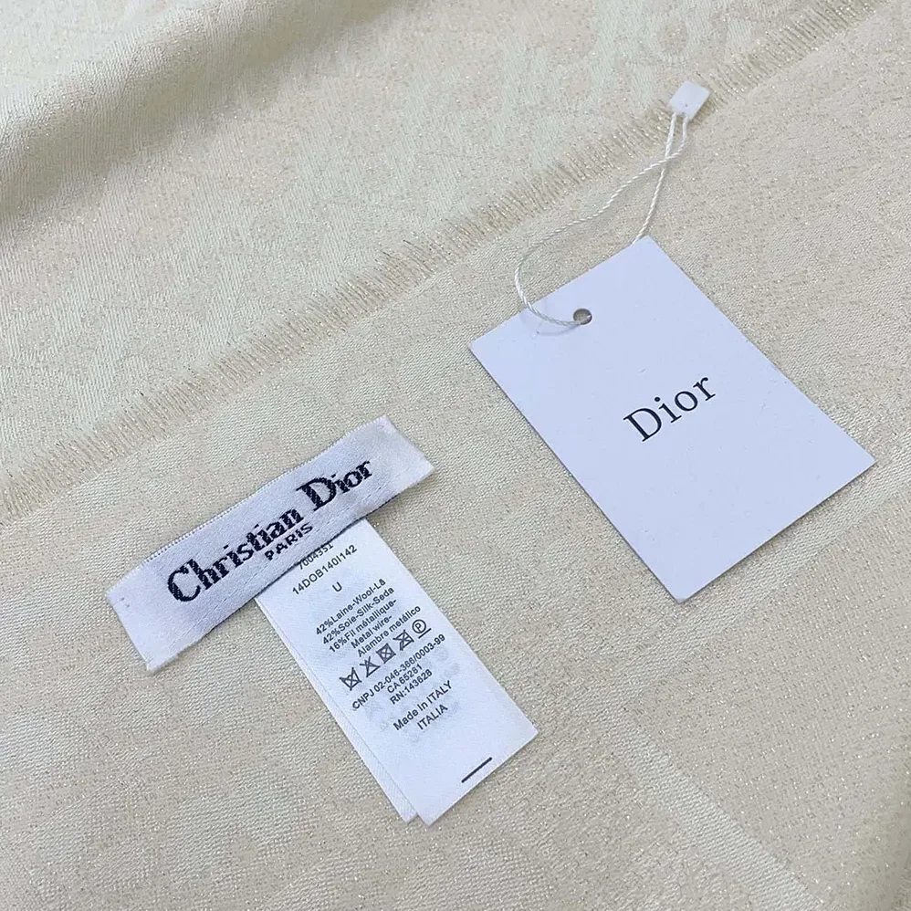 Dior Oblique Shawl White Wool Silk and Cashmere for Unisex