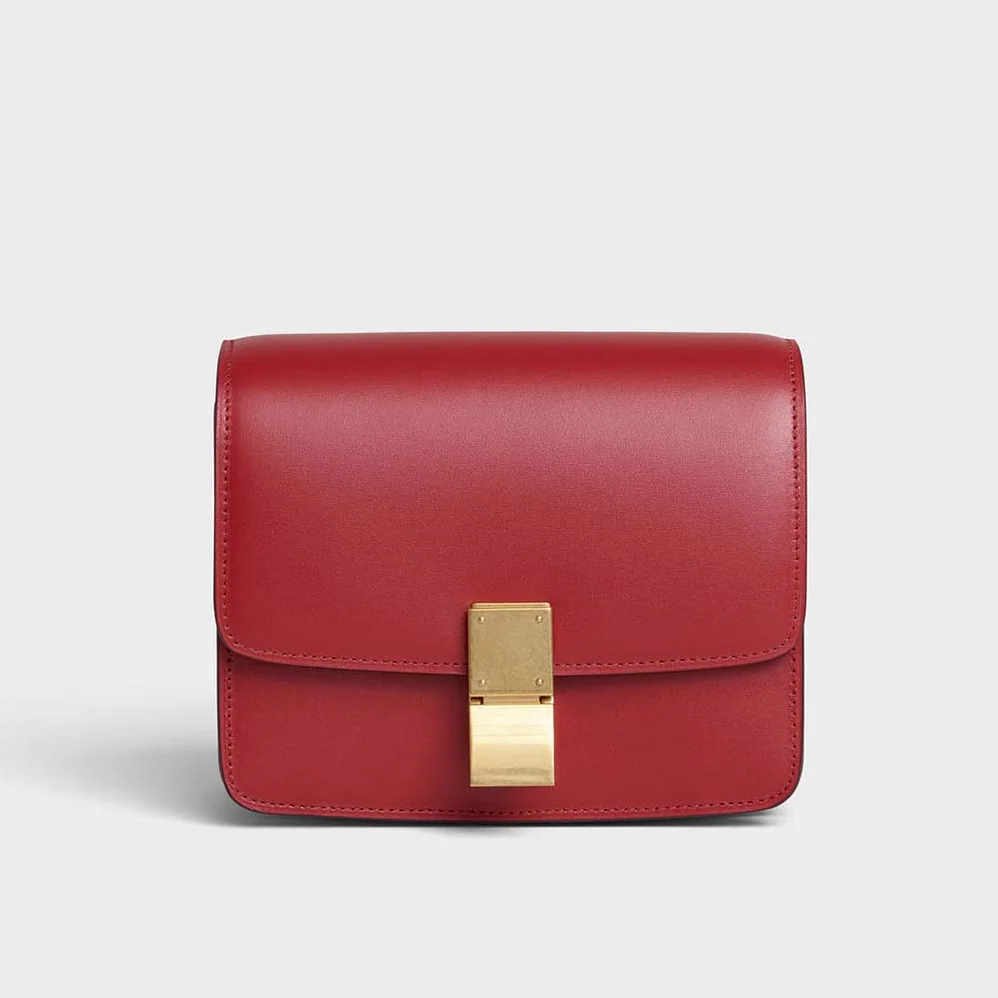 Celine Small Classic Bag in Box Calfskin Leather for Women in Red