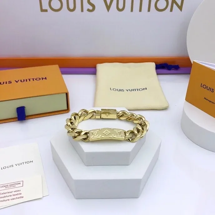 Louis Vuitton Monogram Chain Bracelet Gold Hardware