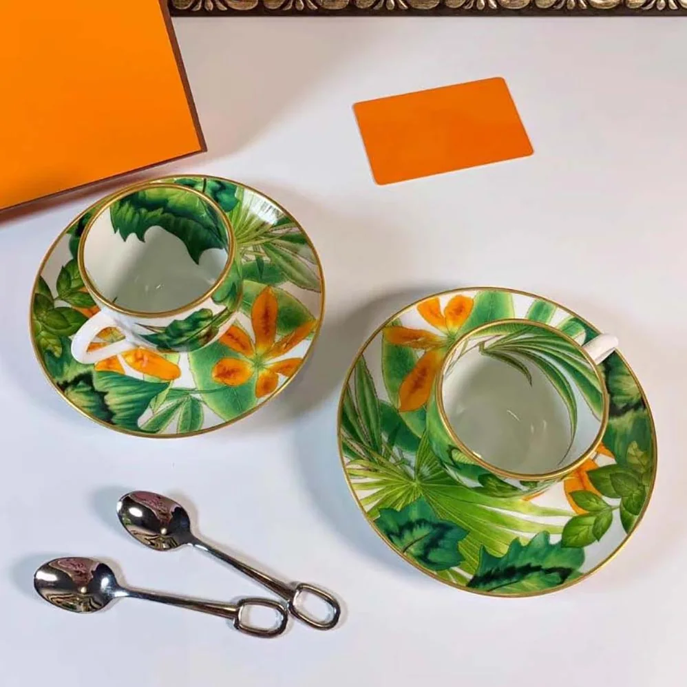 Hermes Passifolia Coffee Cup and Saucer for Unisex Hermes Passifolia Coffee Cup and Saucer for Unisex