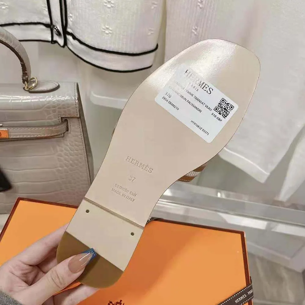 Hermes Oran Sandal in Calfskin and H Canvas with Iconic H Cut for Women in Out Hermes Oran Sandal in Calfskin and H Canvas with Iconic H Cut for Women in Out