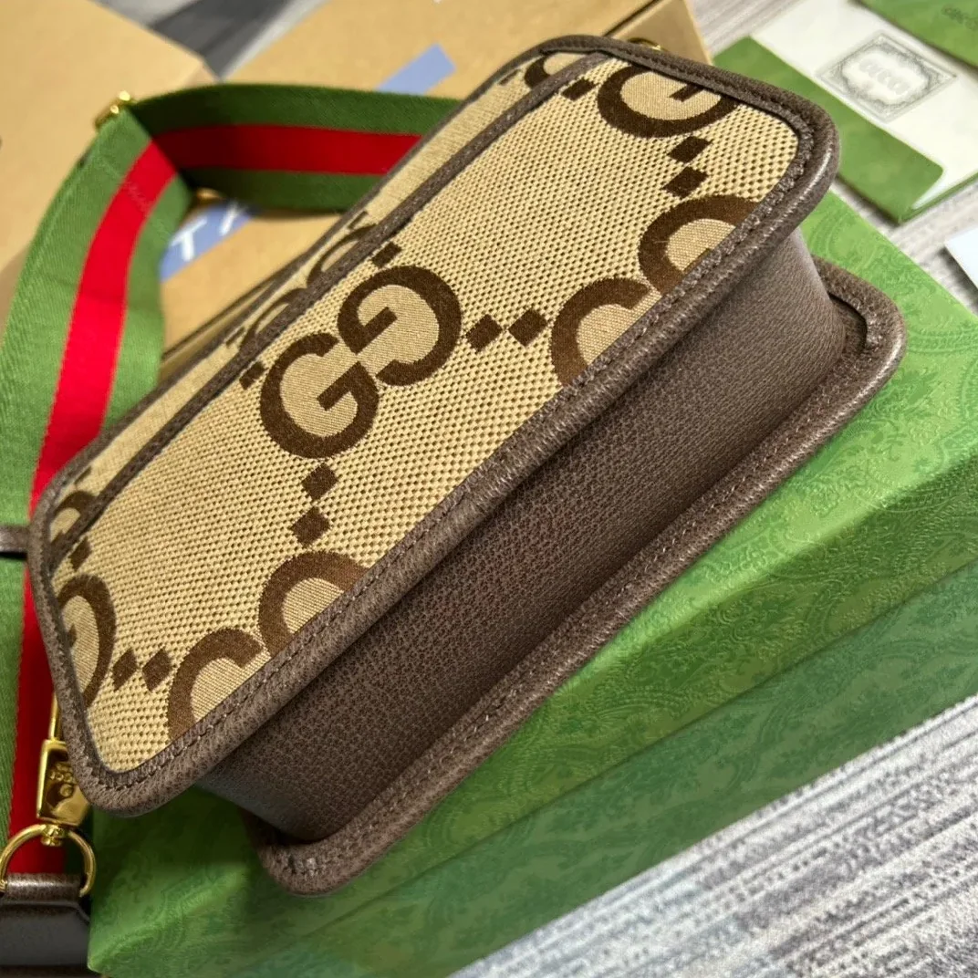 Gucci Jumbo GG Mini Bag Camel And Ebony Jumbo GG Canvas / Gucci Jumbo GG Mini Bag Camel And Ebony Jumbo GG Canvas /