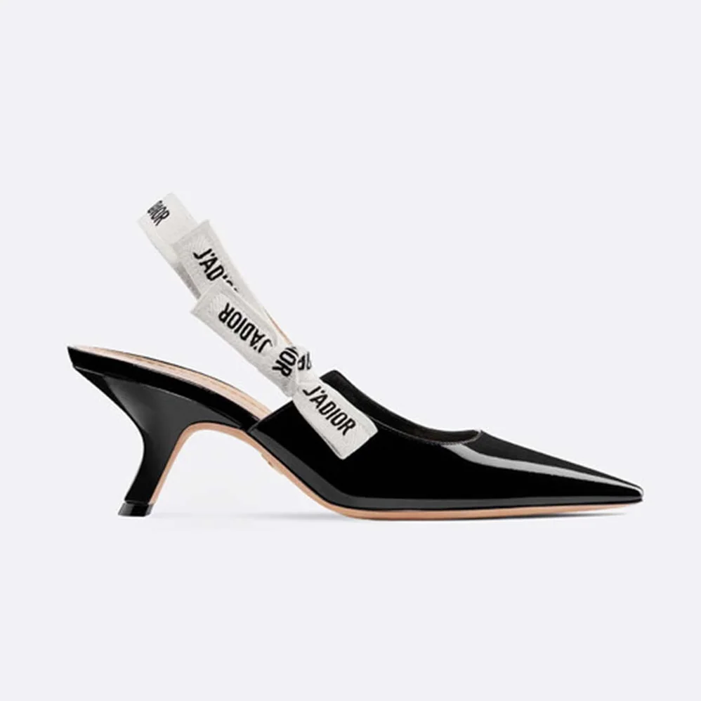 Dior J'adior Slingback Black Patent Calfskin Leather 6.5 cm Heel for Women