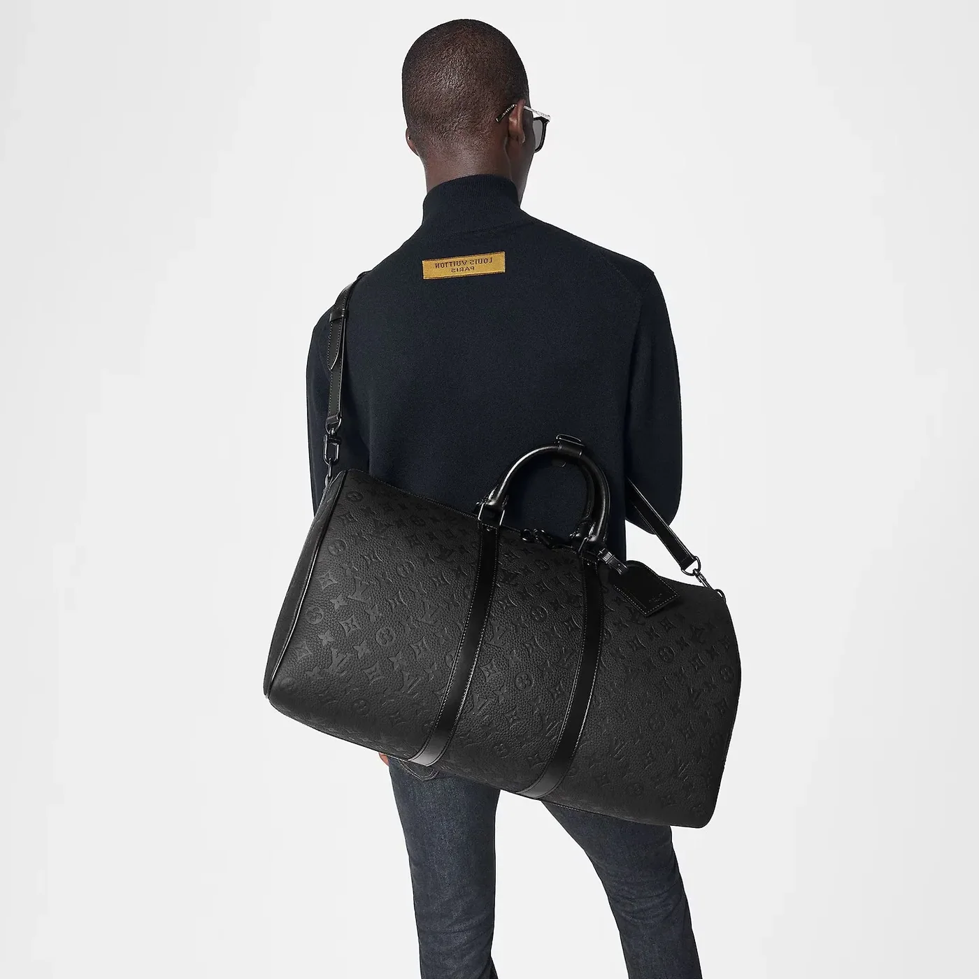 Louis Vuitton Keepall Bandouliere 50 Travel Bag in Black Matte Black Hardware Louis Vuitton Keepall Bandouliere 50 Travel Bag in Black Matte Black Hardware