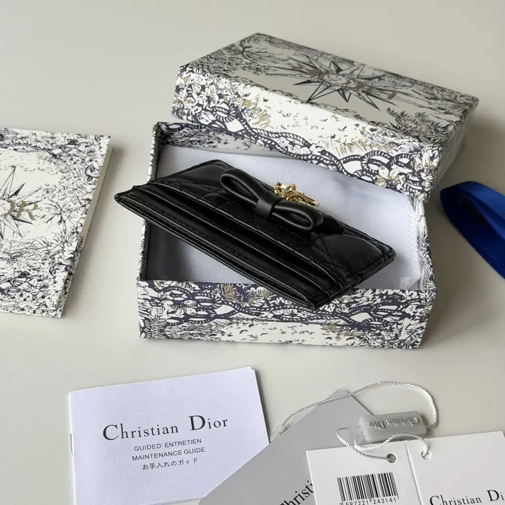 Dior Lady Dior Freesia Card Holder Black Cannage Lambskin for Women Dior Lady Dior Freesia Card Holder Black Cannage Lambskin for Women