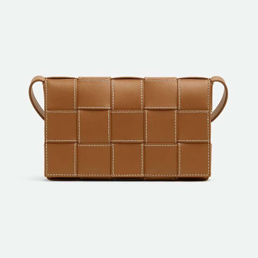 Bottega Veneta Cassette Medium Intreccio Leather Cross-body Bag for Men in Brown