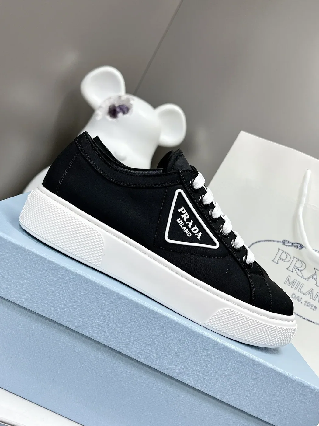 Prada Macro Re-Nylon And Brushed Sneakers Blue in PRD Prada Macro Re-Nylon And Brushed Sneakers Blue in PRD