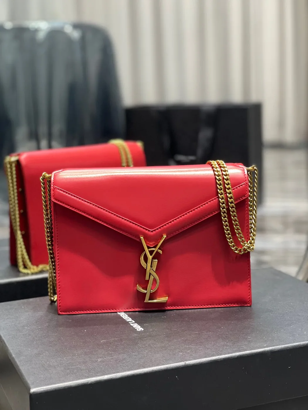 Saint Laurent Cassandra Medium Shoulder Bag in Red Gold Hardware Saint Laurent Cassandra Medium Shoulder Bag in Red Gold Hardware