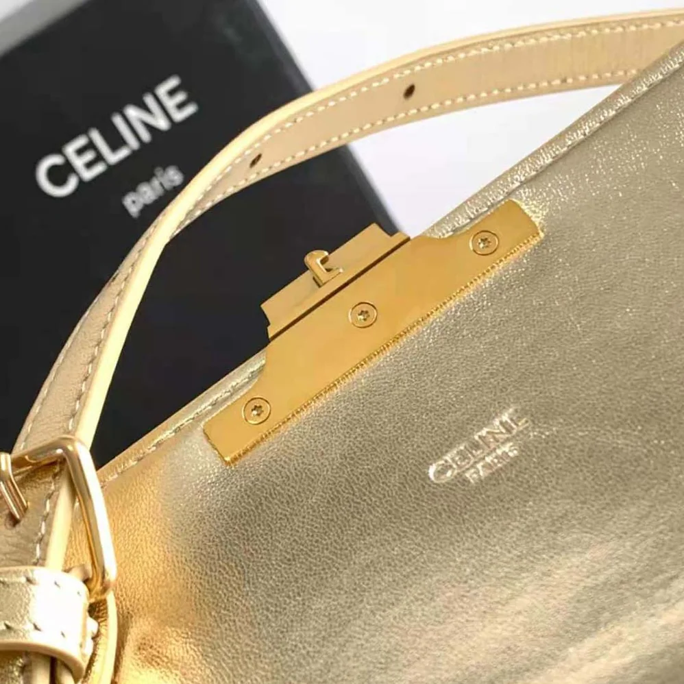 Celine Teen Triomphe Bag in Sequins and Calfskin for Women in Gold