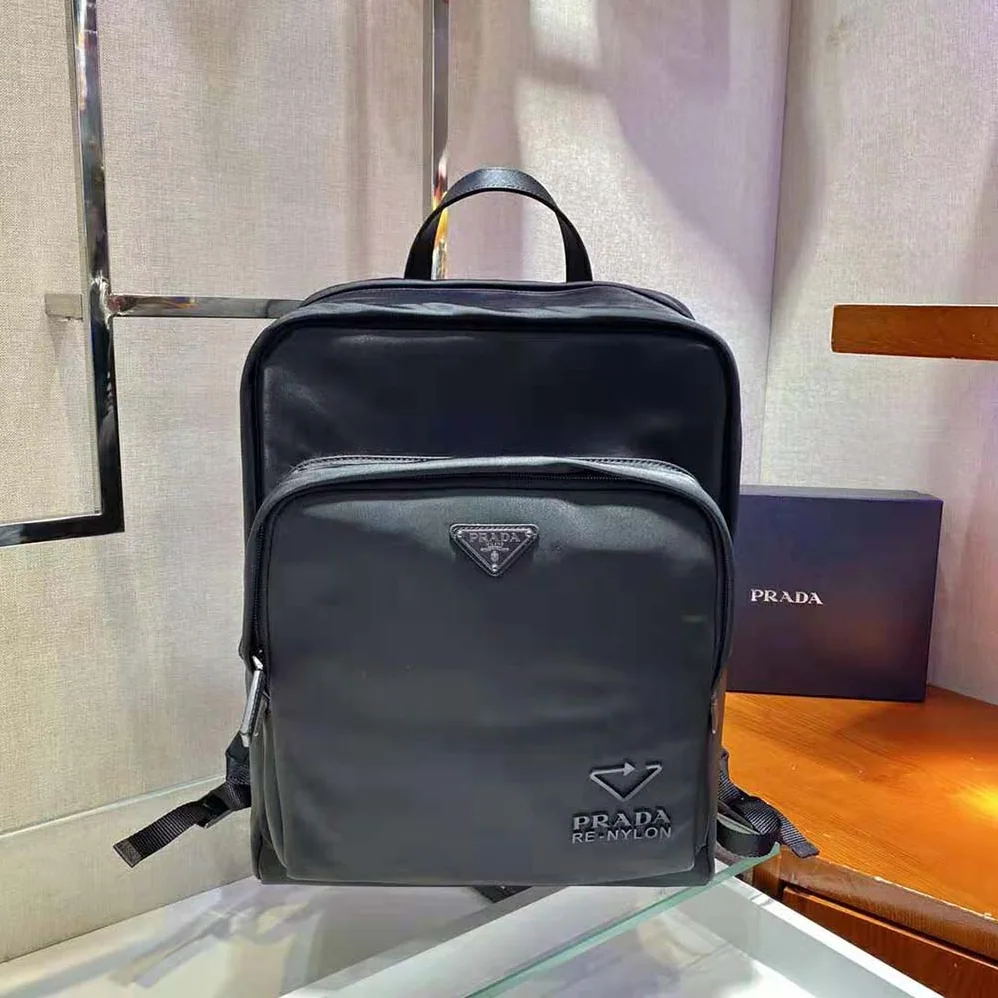 Prada Re-Nylon and Saffiano Leather Backpack for Women in Black