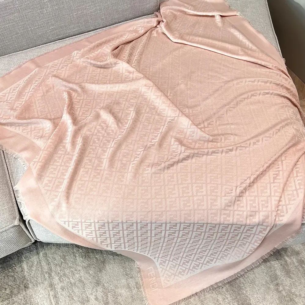 Fendi FF Pink Organic Silk Shawl for Unisex Fendi FF Pink Organic Silk Shawl for Unisex