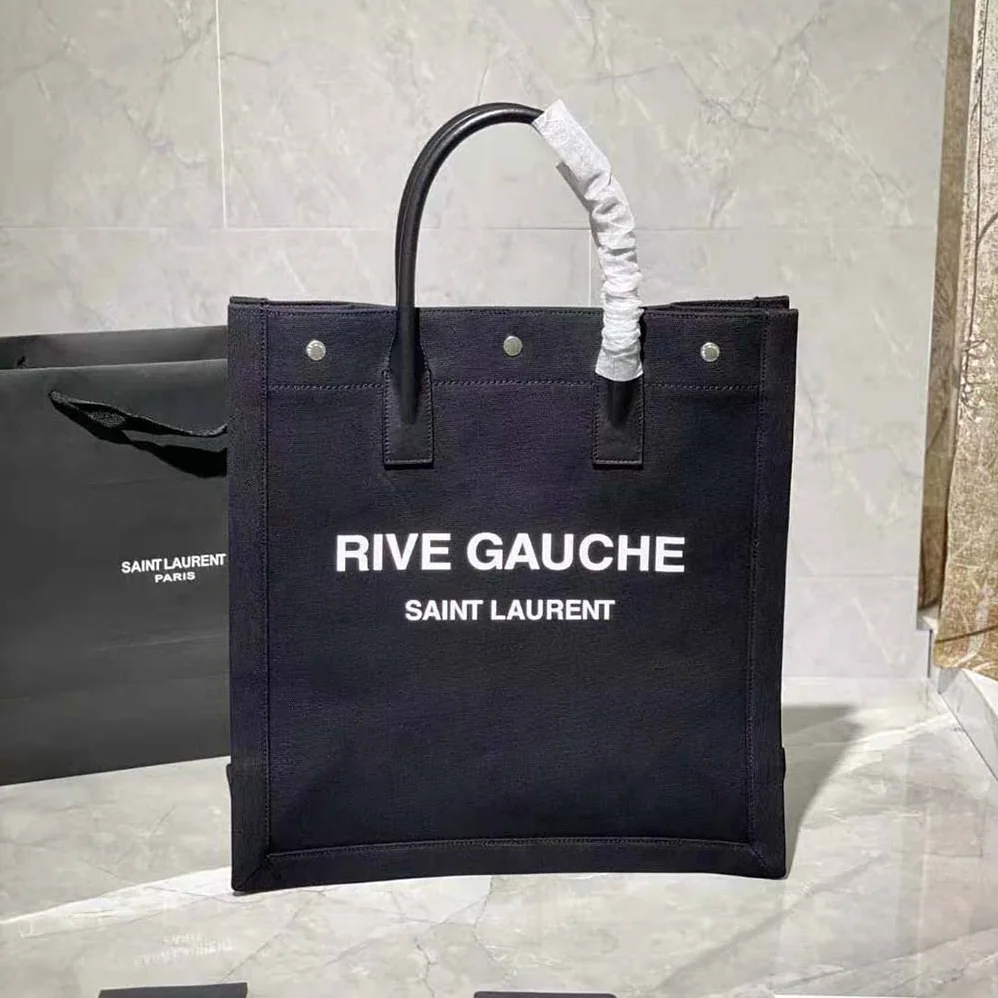 Saint Laurent YSL Rive Gauche N/S Shopping Bag in Cotton for Women Saint Laurent YSL Rive Gauche N/S Shopping Bag in Cotton for Women
