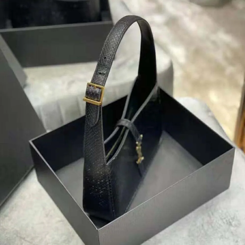 Saint Laurent YSL LE 5 A 7 Hobo Bag in Matte Python for Women in Black Saint Laurent YSL LE 5 A 7 Hobo Bag in Matte Python for Women in Black