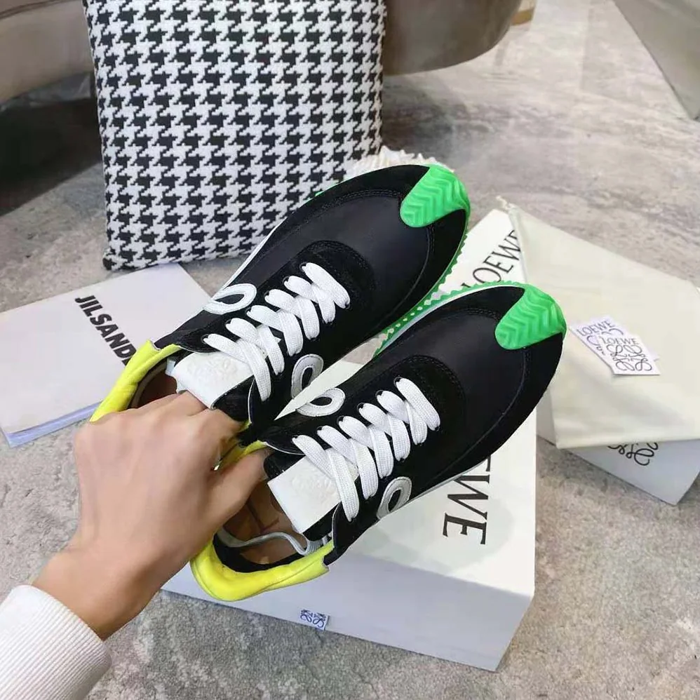 Loewe Flow Runner in Nylon and Suede for Women in Black Loewe Flow Runner in Nylon and Suede for Women in Black