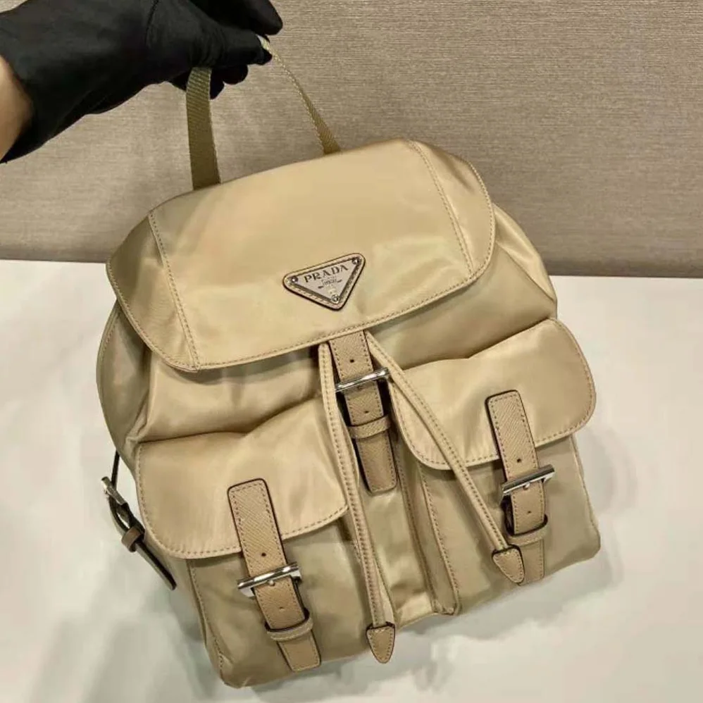 Prada Small Re-Nylon Backpack for Women in Beige