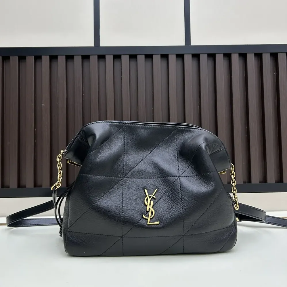 Saint Laurent YSL Jamie Shoulder Pouch in Lambskin for Women in Black Saint Laurent YSL Jamie Shoulder Pouch in Lambskin for Women in Black