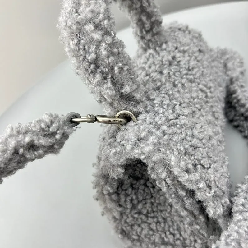 Furry Hourglass Small Handbag Black in Grey/Pink / Furry Hourglass Small Handbag Black in Grey/Pink /