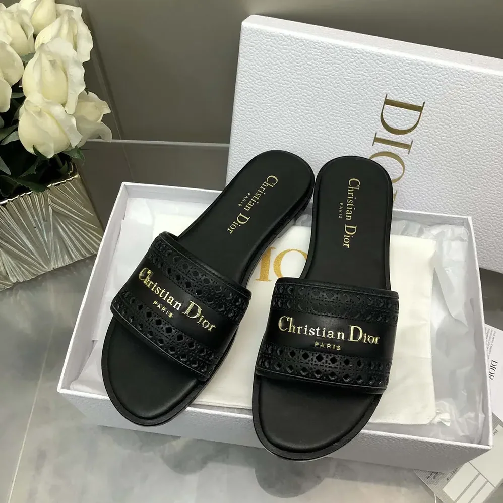 Dior Black Calfskin with Openwork Microcannage Motif for Women