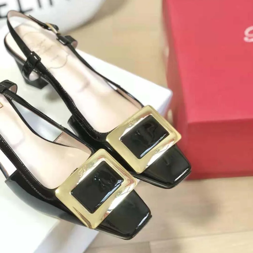 Roger Vivier Belle Vivier Metal Buckle Slingback Pumps in Patent Leather for Women