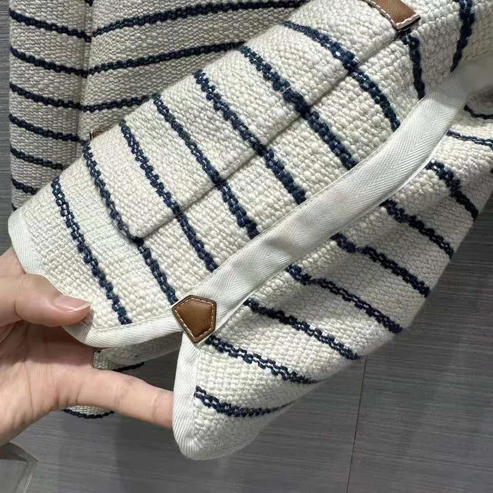 Celine Cardigan Jacket with Leather Details in Striped Cotton for Women Celine Cardigan Jacket with Leather Details in Striped Cotton for Women