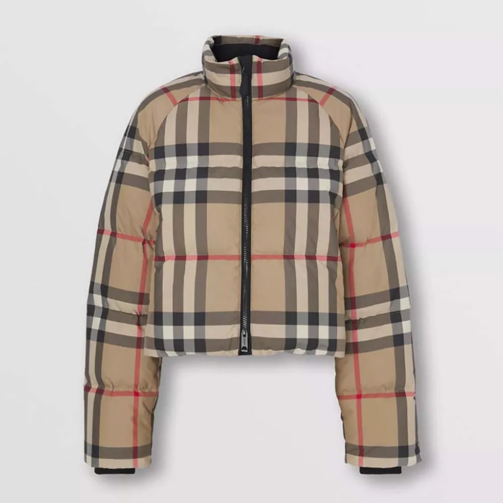 Burberry Check Recycled Polyester Cropped Puffer Jacket for Women Burberry Check Recycled Polyester Cropped Puffer Jacket for Women