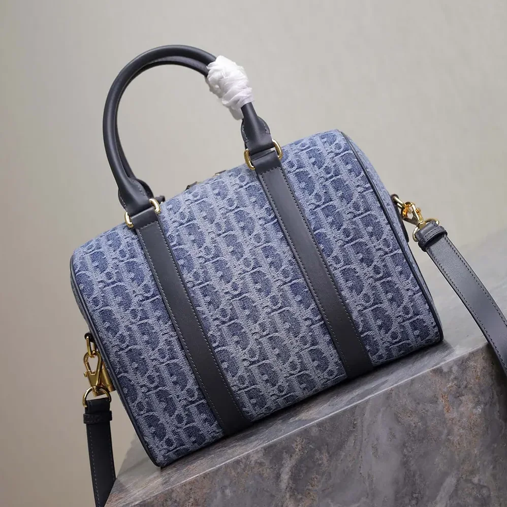 Dior Groove 25 Bag Blue Denim Dior Oblique Jacquard for Women