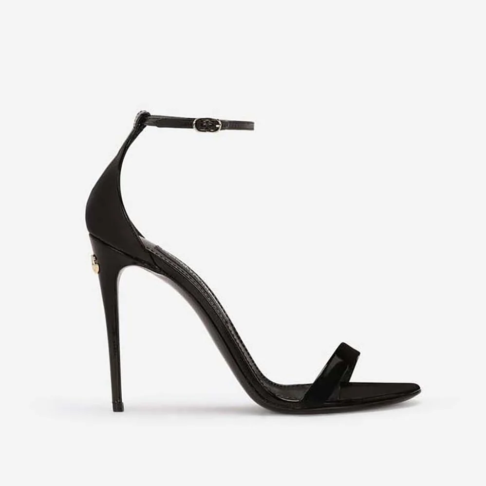 Dolce Gabbana D&G Polished Calfskin Sandals for Women in Black Dolce Gabbana D&G Polished Calfskin Sandals for Women in Black