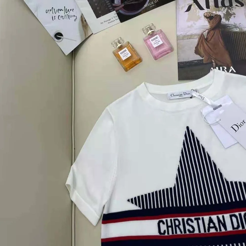 Dior Dioralps T-shirt White Three-Tone Dior Star Cotton Jersey and Linen for Men Dior Dioralps T-shirt White Three-Tone Dior Star Cotton Jersey and Linen for Men