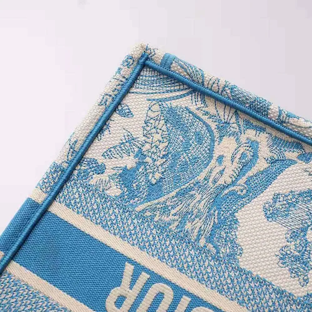 Dior Small Dior Book Tote Cornflower Blue Toile de Jouy Embroidery for Women Dior Small Dior Book Tote Cornflower Blue Toile de Jouy Embroidery for Women