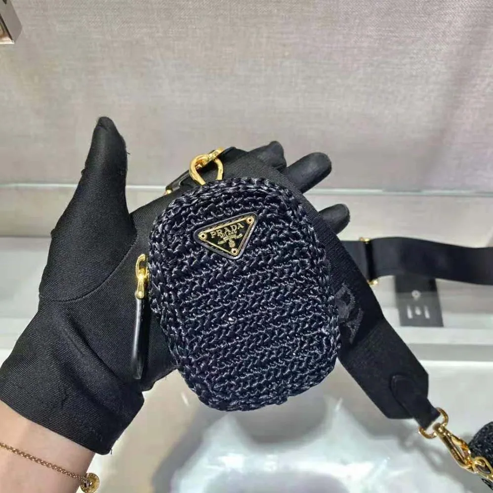 Prada Re-Edition 2005 Raffia Bag for Women in Black