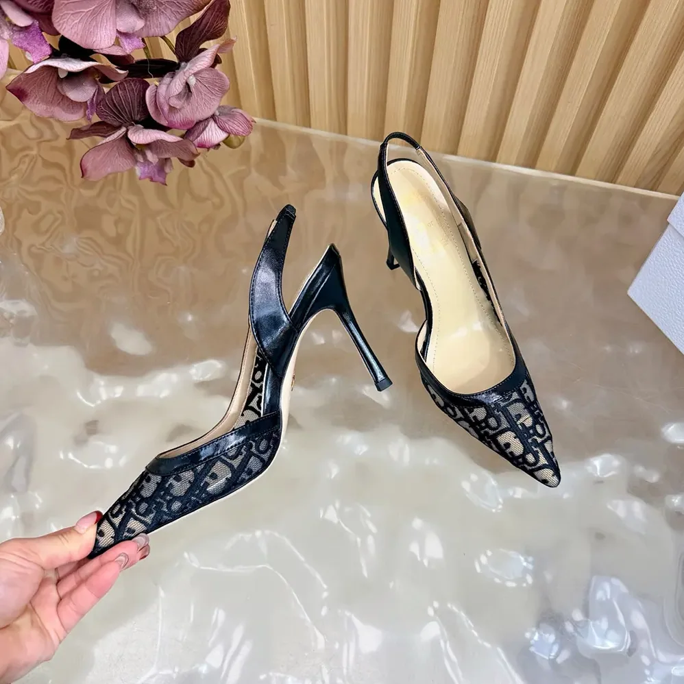Dior Adiorable Slingback Pump Black Dior Oblique Embroidered Mesh for Women