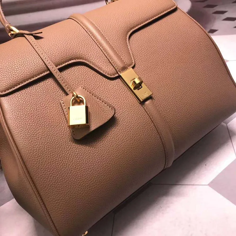 Celine Medium16 Bag in Grained Calfskin for Women in Brown Celine Medium16 Bag in Grained Calfskin for Women in Brown
