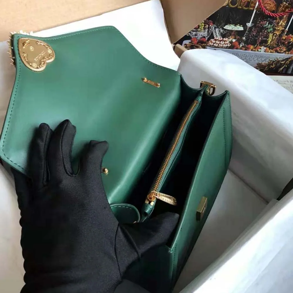 Dolce Gabbana D&G Small Smooth Calfskin Devotion Bag for Women in Green